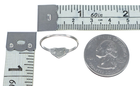 Authentic Sterling Silver Heart Inlay Turquoise Ring Size 6 NN20631